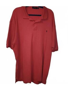Polo Ralph Lauren Mens salmon pink polo shirt  2XLT Blue Pony Logo Short Sleeve